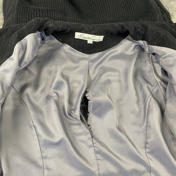 Kenneth Cole New York Black Toggle Coat Hooded Wool Blend‎ Women's Size 4 - Picture 13 of 15